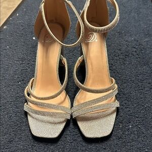 Elegant Silver Strappy Women's Heels
